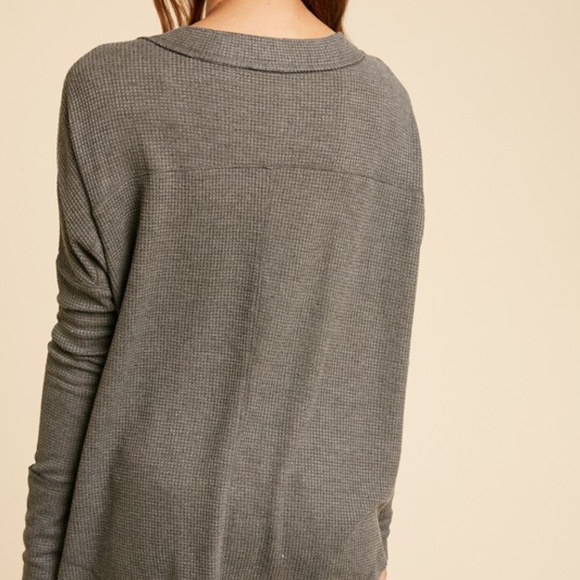 02 Charcoal Button up long sleeve Top - Picture 4 of 7